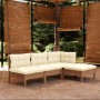 Set Divani da Giardino 4 pz con Cuscini Miele Legno di Pino