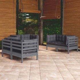 Set Divani da Giardino 6 pz con Cuscini Legno di Pino