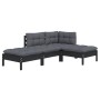 Set Divani da Giardino 4 pz con Cuscini Legno Massello di Pino