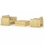 Set Salotto da Giardino 3 pz Legno Massello di Pino Impregnato