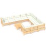 Set Divani da Giardino 11 pz con Cuscini Crema Massello di Pino