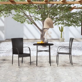 Set Mobili da Pranzo per Giardino 3 pz Polyrattan Nero