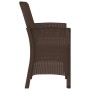 Sedia da Giardino a 2 Posti con Cuscini PP Rattan Marrone