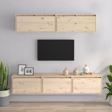 Mobili Porta TV 5 pz in Legno Massello di Pino