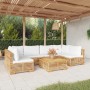 Set Divani da Giardino 7 pz con Cuscini Legno Massello di Teak