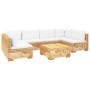 Set Divani da Giardino 7 pz con Cuscini Legno Massello di Teak