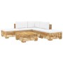 Set Divani da Giardino 6 pz con Cuscini Legno Massello di Teak