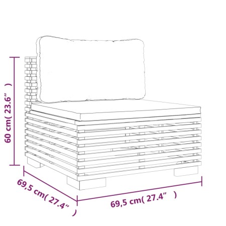 Set Divani da Giardino 5 pz con Cuscini Legno Massello di Teak