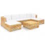 Set Divani da Giardino 7 pz con Cuscini Legno Massello di Teak