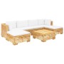 Set Divani da Giardino 7 pz con Cuscini Legno Massello di Teak