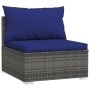 Set Divani da Giardino 2 pz con Cuscini in Polyrattan Grigio