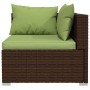 Set Divani da Giardino 5 pz con Cuscini in Polyrattan Marrone