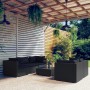 Set Mobili da Giardino 6 pz con Cuscini in Polyrattan Nero