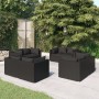 Set Divani da Giardino 8 pz con Cuscini in Polyrattan Nero