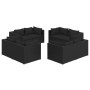 Set Divani da Giardino 8 pz con Cuscini in Polyrattan Nero