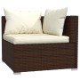 Set Divani da Giardino 4 pz con Cuscini in Polyrattan Marrone