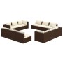 Set Divani da Giardino 12 pz con Cuscini in Polyrattan Marrone