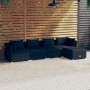 Set Divani da Giardino 5 pz con Cuscini in Polyrattan Nero