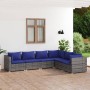 Set Divani da Giardino 6 pz con Cuscini in Polyrattan Grigio