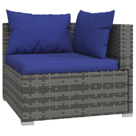 Set Divani da Giardino 6 pz con Cuscini in Polyrattan Grigio