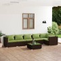 Set Divani da Giardino 7 pz con Cuscini in Polyrattan Marrone