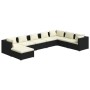 Set Salotto da Giardino 8 pz con Cuscini in Polyrattan Nero