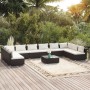 Set Divani da Giardino 11 pz con Cuscini in Polyrattan Nero