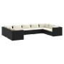 Set Divani da Giardino 9 pz con Cuscini in Polyrattan Nero