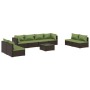 Set Divani da Giardino 9 pz con Cuscini in Polyrattan Marrone