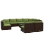 Set Divani da Giardino 10 pz con Cuscini in Polyrattan Marrone