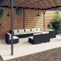 Set Divani da Giardino 10 pz con Cuscini in Polyrattan Nero