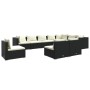 Set Divani da Giardino 10 pz con Cuscini in Polyrattan Nero