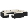 Set Divani da Giardino 11 pz con Cuscini in Polyrattan Nero