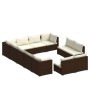 Set Divani da Giardino 12 pz con Cuscini in Polyrattan Marrone