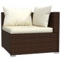 Set Divani da Giardino 12 pz con Cuscini in Polyrattan Marrone