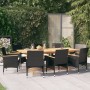 Set da Pranzo per Giardino 9 pz con Cuscini Nero