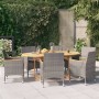 Set da Pranzo per Giardino 7 pz con Cuscini Grigio