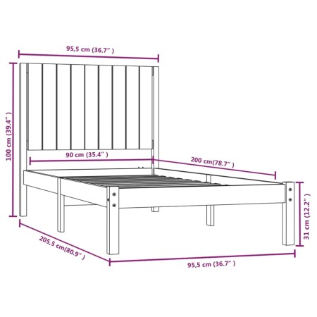 Giroletto Bianco in Legno Massello di Pino 90x200 cm