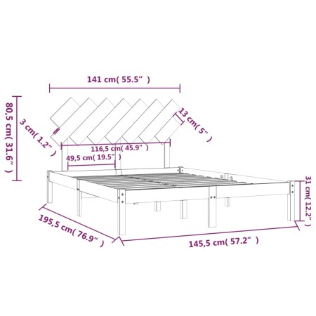 Giroletto Bianco 140x190 cm 4FT6 Double in Legno Massello