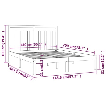 Giroletto Bianco in Legno Massello 140x200 cm