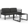 Set Divani da Giardino 3 pz con Cuscini in Alluminio Antracite
