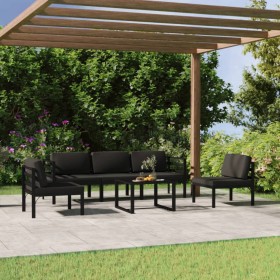 Set Divani da Giardino 6 pz con Cuscini in Alluminio Antracite