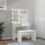 Set Tavolo da Toeletta Bianco con LED in Legno Multistrato