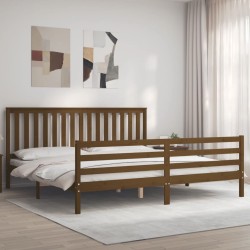 Giroletto con Testiera Miele 200x200 cm in Legno Massello