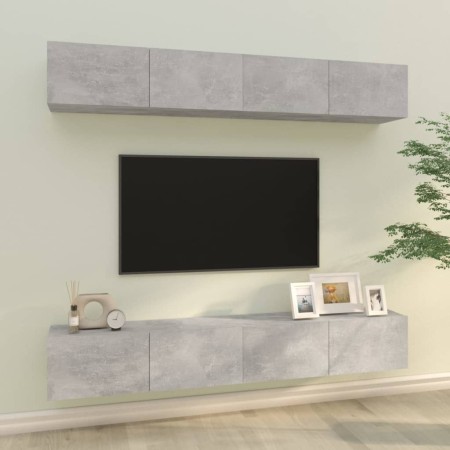 Mobili Porta TV a Parete 4 pz Grigio Cemento 100x30x30 cm