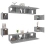 Set Mobili Porta TV 8pz Grigio Sonoma in Legno Multistrato