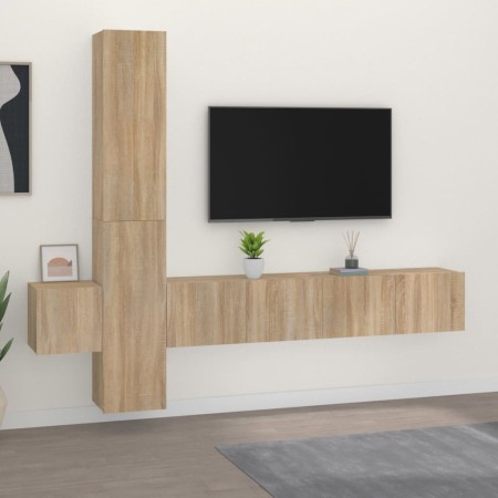 Set di Mobili Porta TV 5 pz Rovere Sonoma in Legno Multistrato