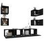 Set Mobili Porta TV 6 pz Nero in Legno Multistrato