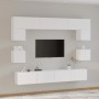 Set Mobili Porta TV 8pz Bianco in Legno Multistrato