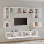 Set Mobili Porta TV 8pz Bianco in Legno Multistrato